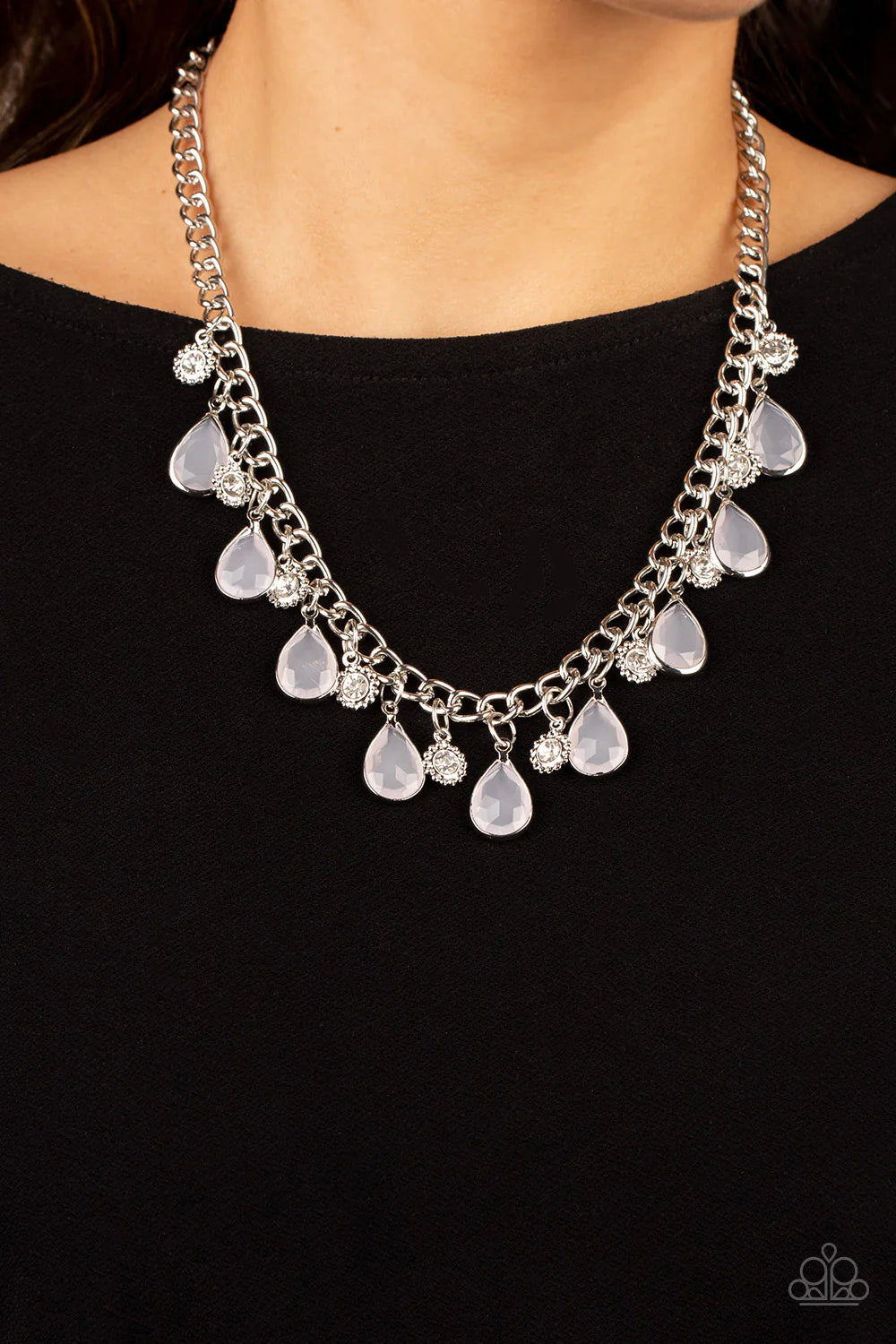 Frosted and Framed White Necklace Paparazzi Accessories