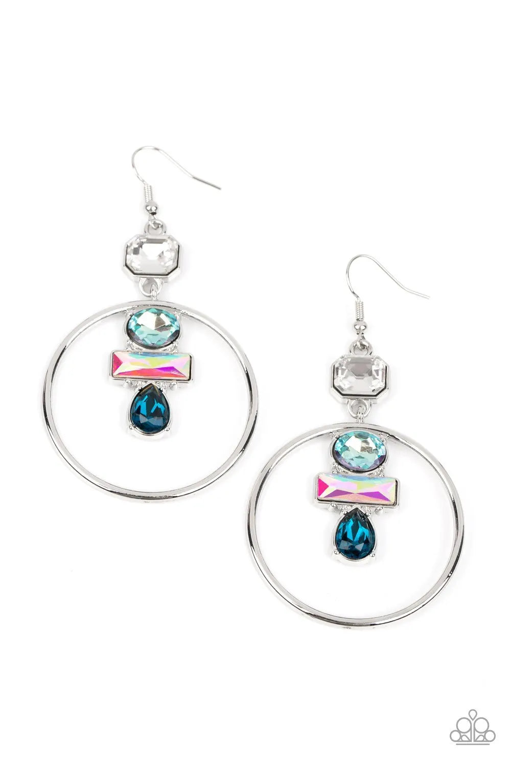 Geometric Glam - Blue Earrings -January 2023 Life Of The Party - Paparazzi Accessories