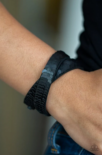Paparazzi Accessories - Under The SEQUINS - Silver Wrap Bracelet - Alies Bling Bar