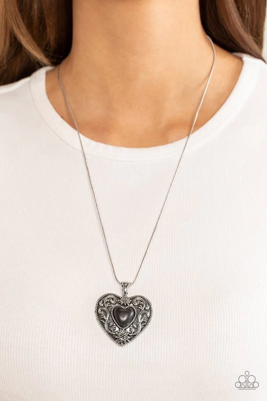 Wholeheartedly Whimsical - Black Heart Necklace - Paparazzi Accessories - Alies Bling Bar