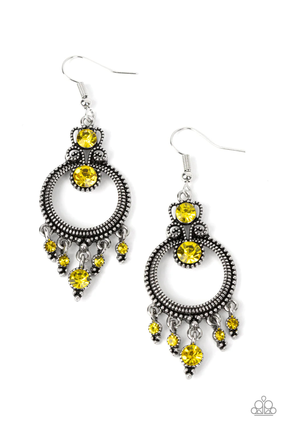 Palace Politics - Yellow Earrings - Paparazzi Accessories - Alies Bling Bar