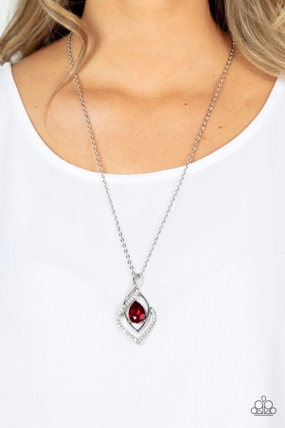 Dauntless Demure - Red Necklace - Paparazzi Accessories - Alies Bling Bar