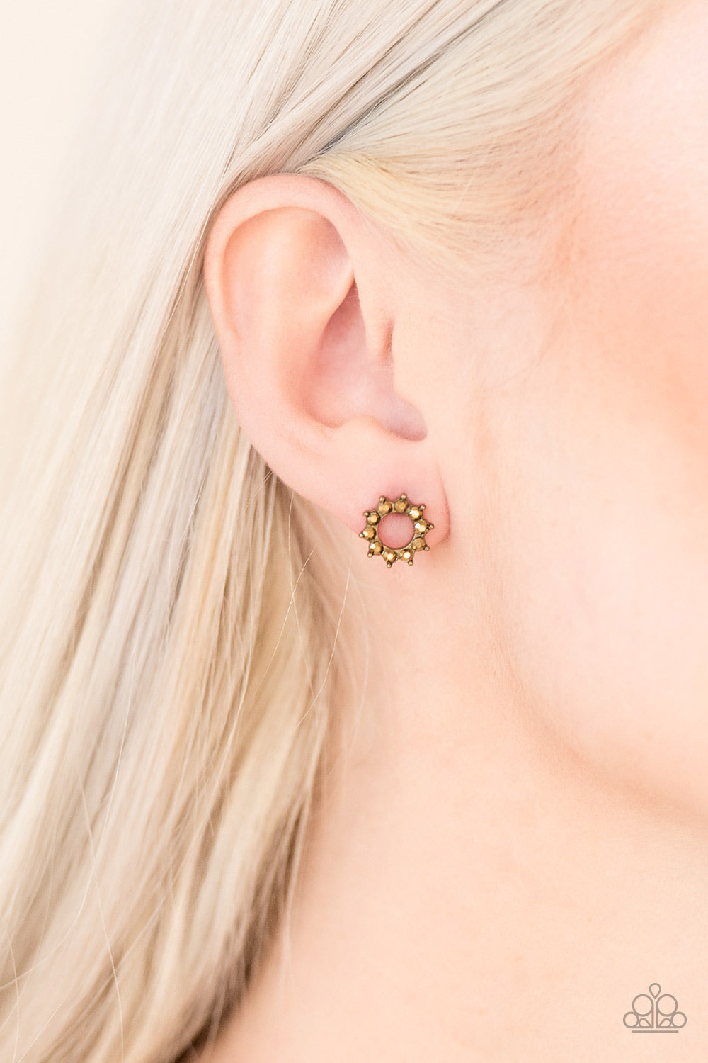 Richly Resplendent - Brass Post Earrings - Paparazzi Accessories - Alies Bling Bar