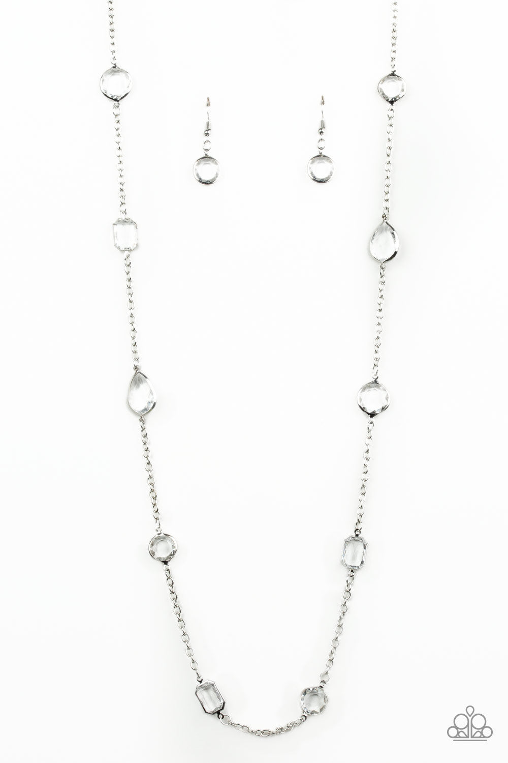 Glassy Glamorous - White Necklace - Paparazzi Accessories - Alies Bling Bar