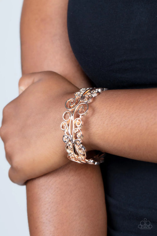 Dressed to FRILL - Rose Gold Bracelet - Paparazzi Accessories - Alies Bling Bar