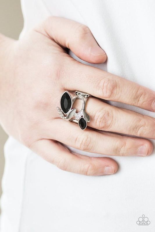 Flawless Foliage - Black Ring - Paparazzi Accessories