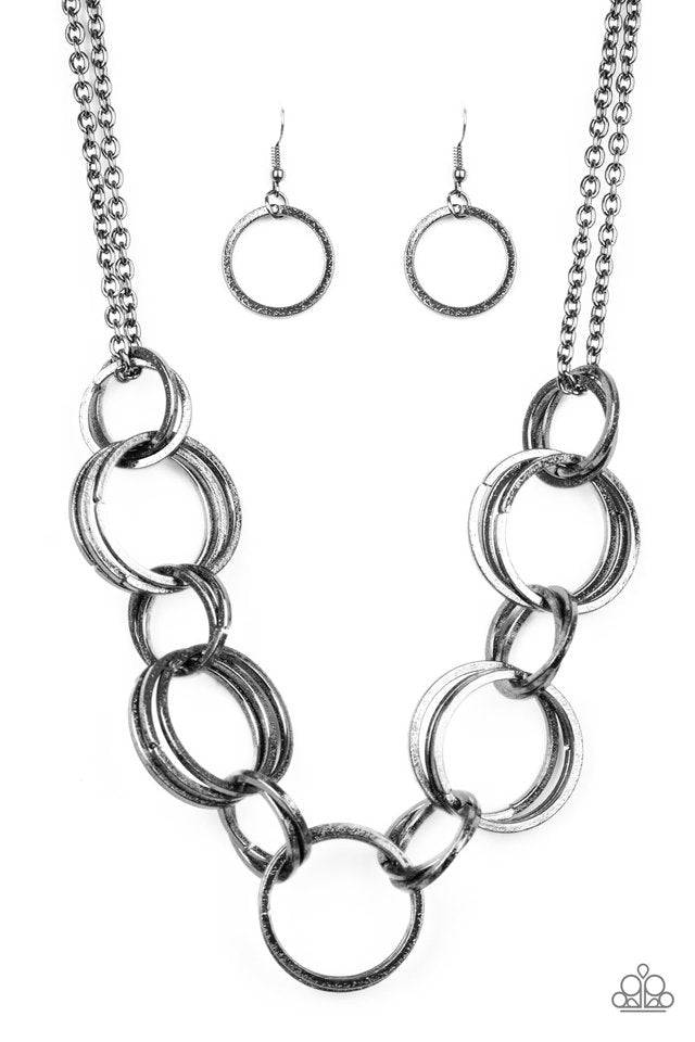 Jump Into The Ring - Black Necklace - Paparazzi Accessories - Alies Bling Bar