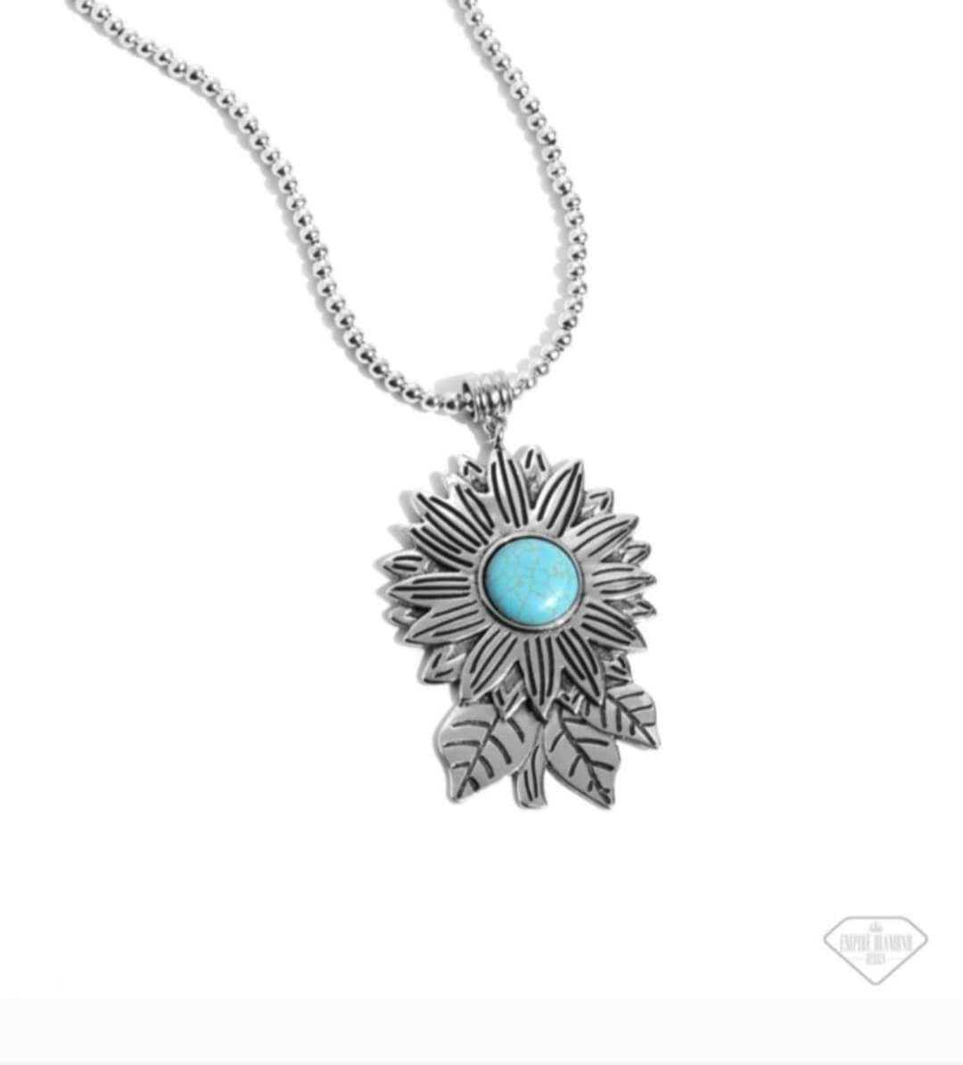 Sunflower Solstice - Blue Necklace - Paparazzi Accessories - Alies Bling Bar