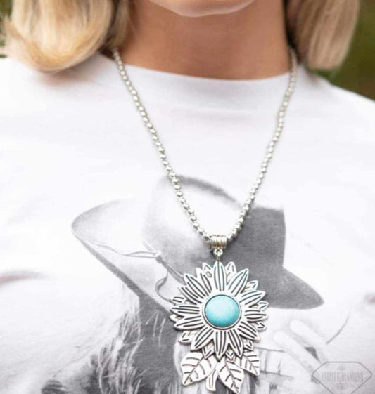 Sunflower Solstice - Blue Necklace - Paparazzi Accessories - Alies Bling Bar