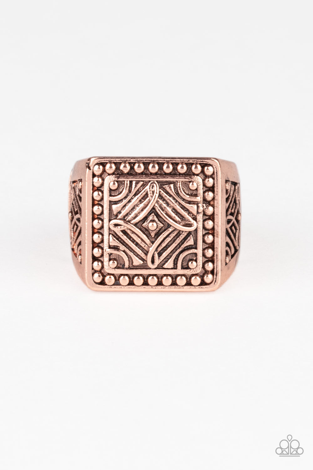 Side Trip - Copper-Mens Ring - Paparazzi Accessories - Alies Bling Bar