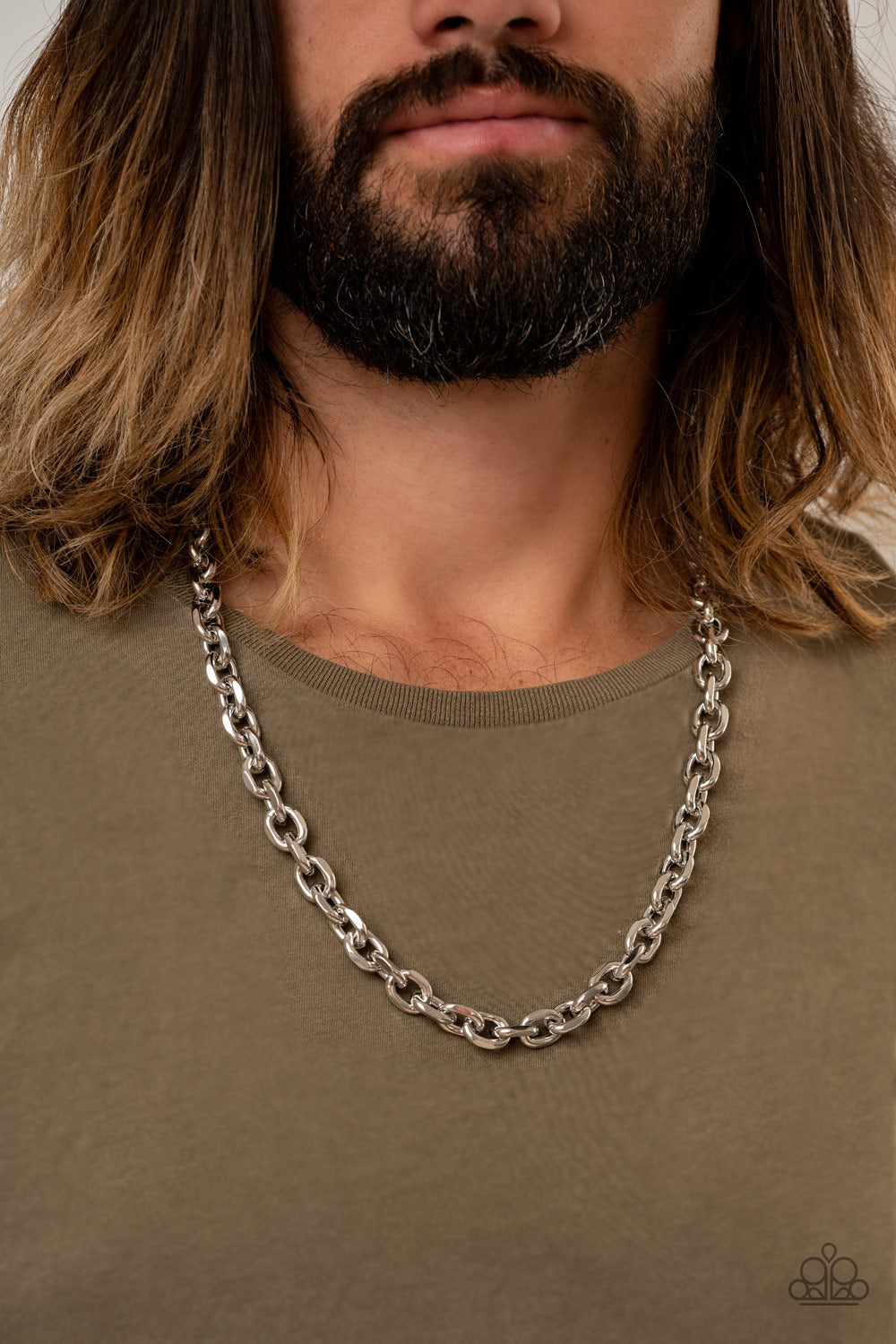 Steel Trap - Silver-Mens Necklace - Paparazzi Accessories - Alies Bling Bar