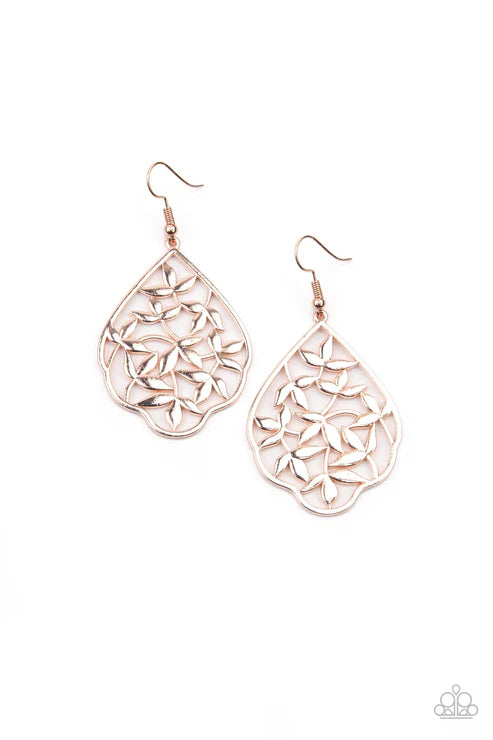 Taj Mahal Gardens - Rose Gold Earrings - Paparazzi Accessories - Alies Bling Bar