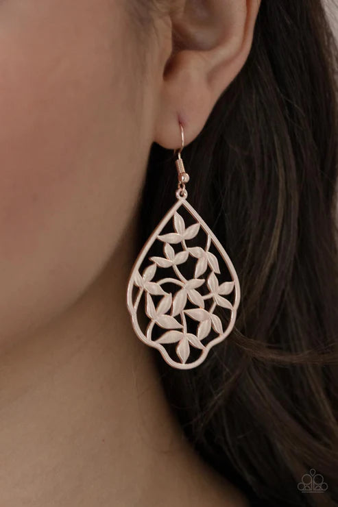 Taj Mahal Gardens - Rose Gold Earrings - Paparazzi Accessories - Alies Bling Bar