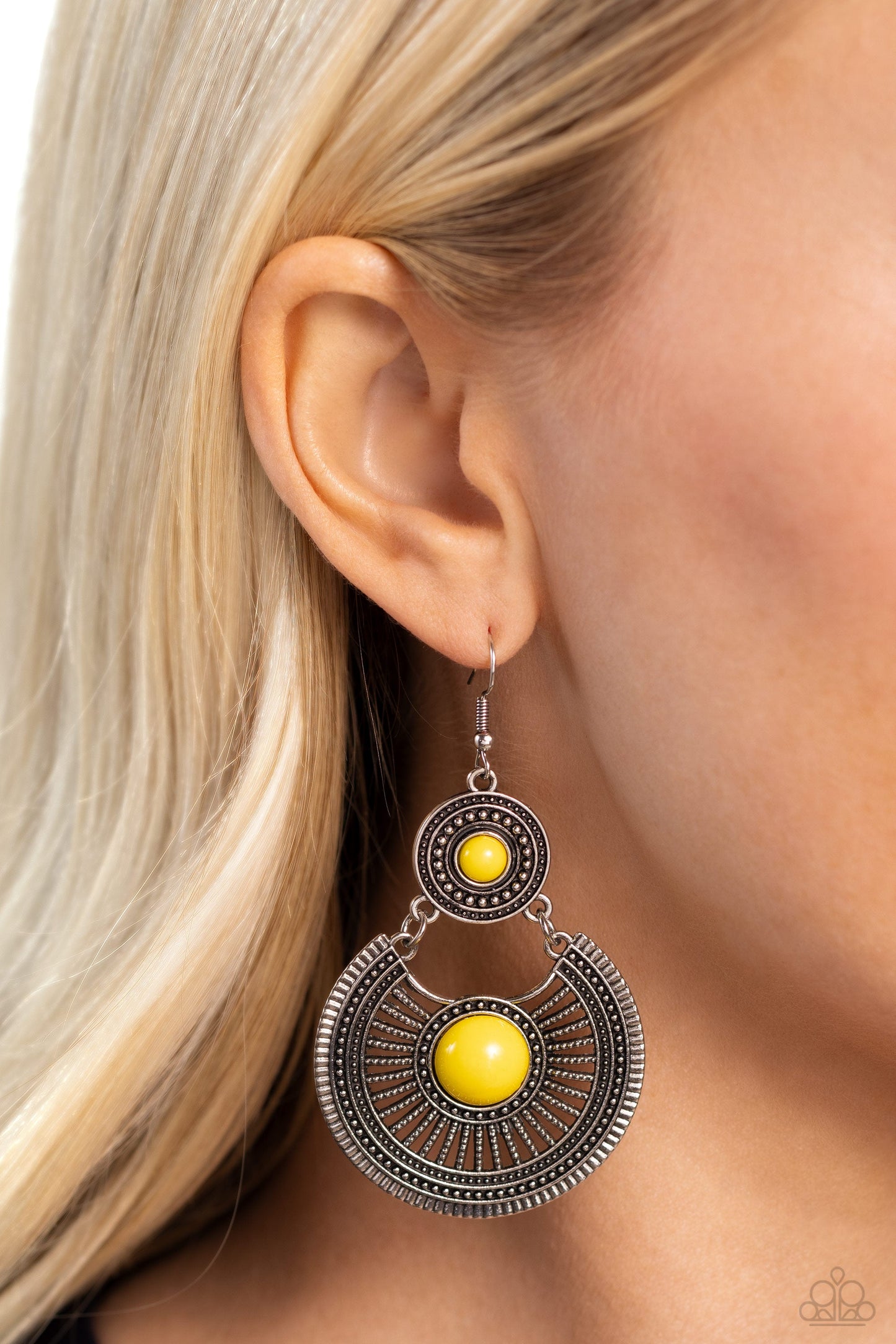 A Wild Bunch - Yellow Earrings - Paparazzi Accessories - Alies Bling Bar