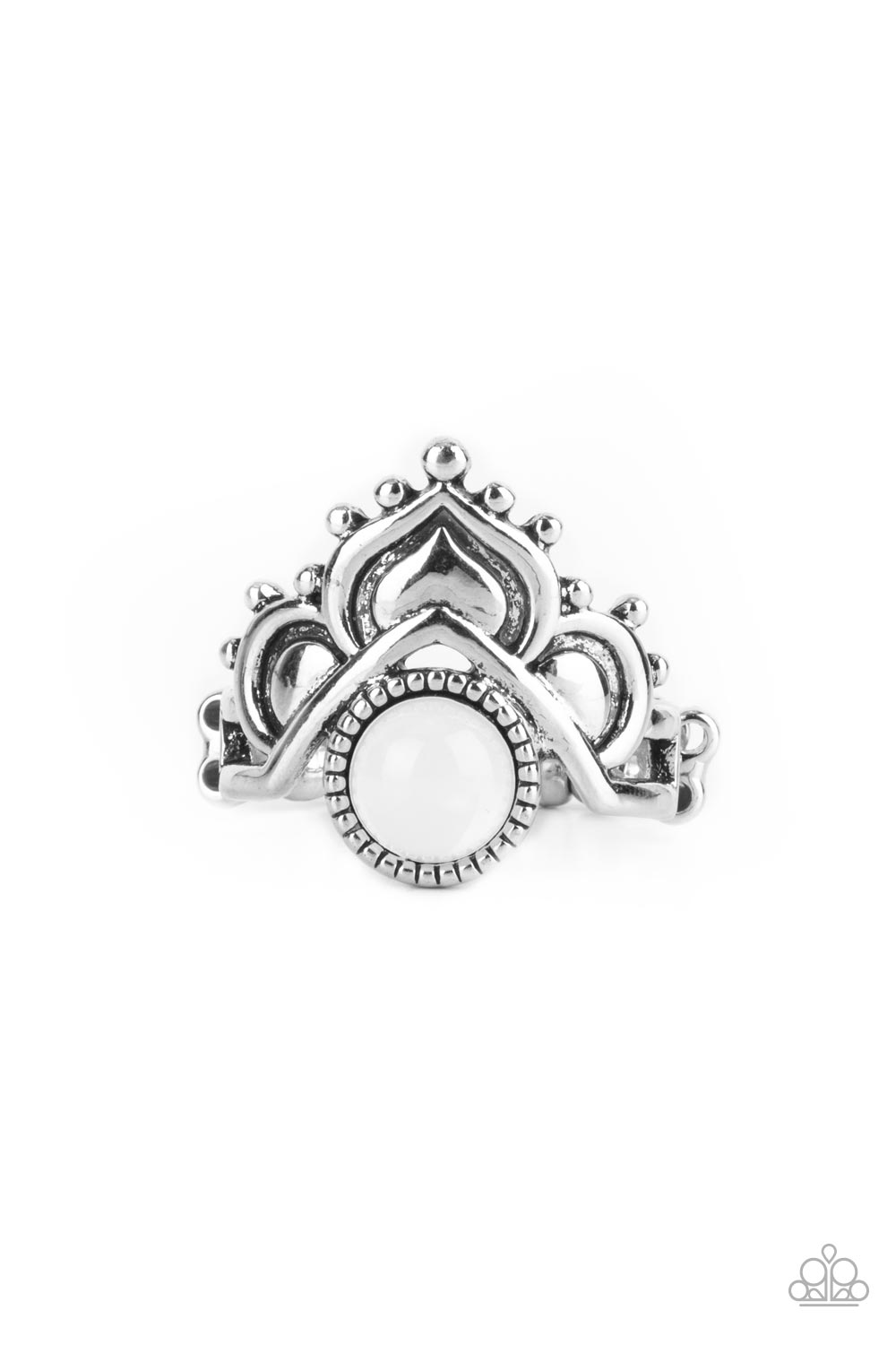 Lotus Solstice - White Ring - Paparazzi Accessories - Alies Bling Bar