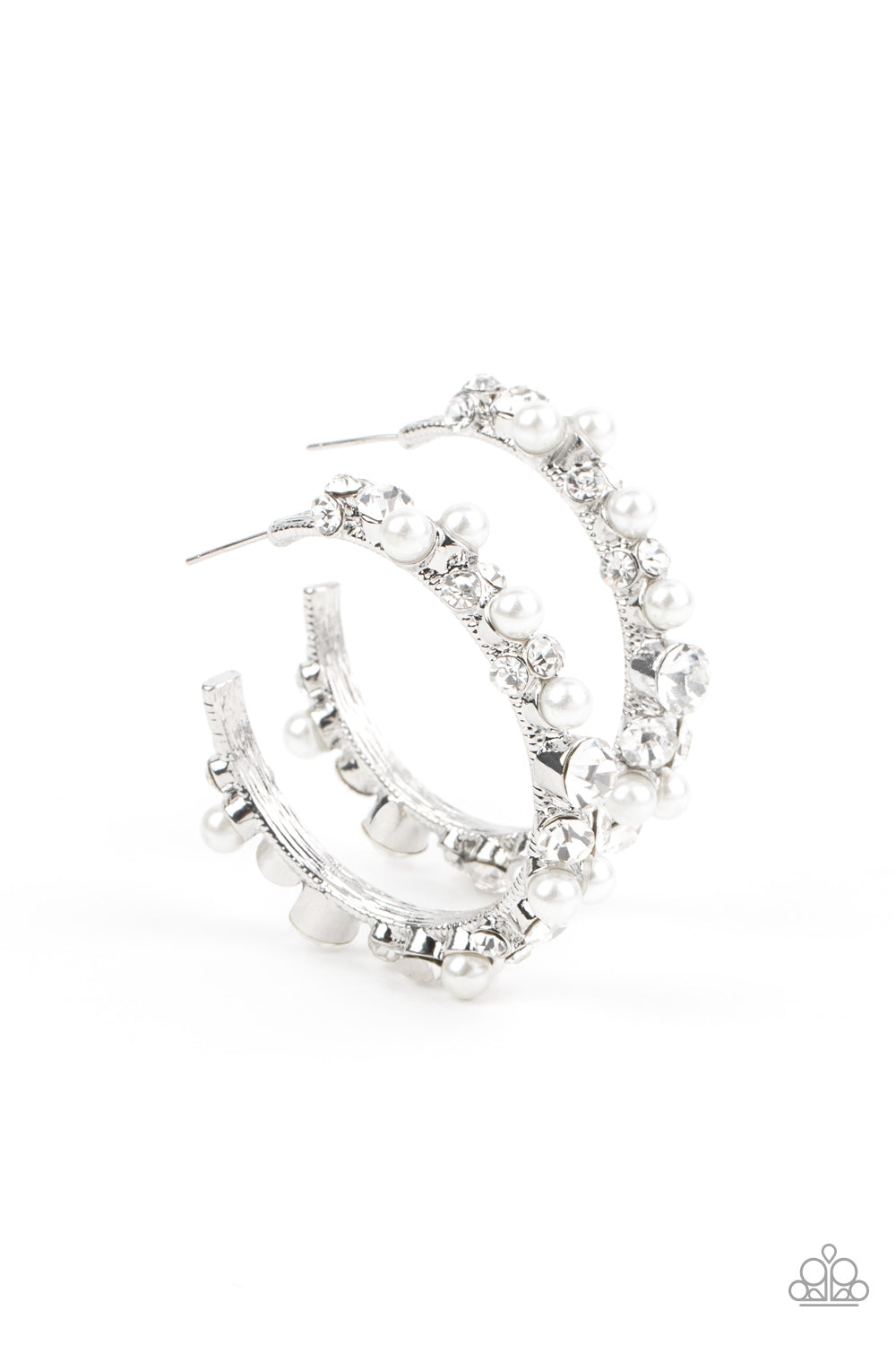 Let There Be SOCIALITE - White Earrings - Paparazzi Accessories - Alies Bling Bar