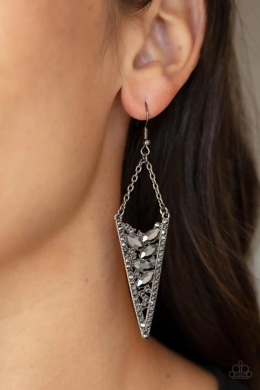 Sharp-Dressed Drama - Black Earrings - Paparazzi Accessories - Alies Bling Bar