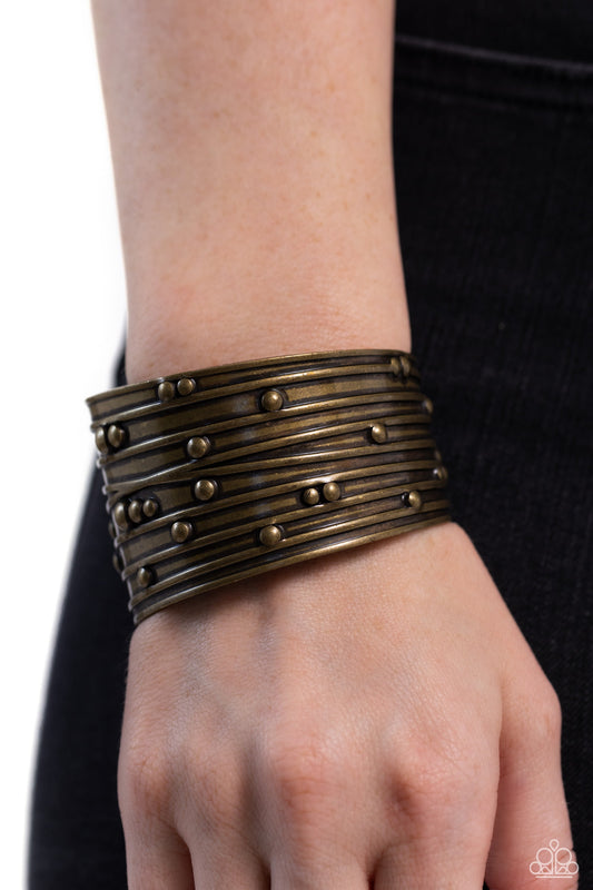 Mechanical Motif - Brass Bracelet - Paparazzi Accessories - Alies Bling Bar