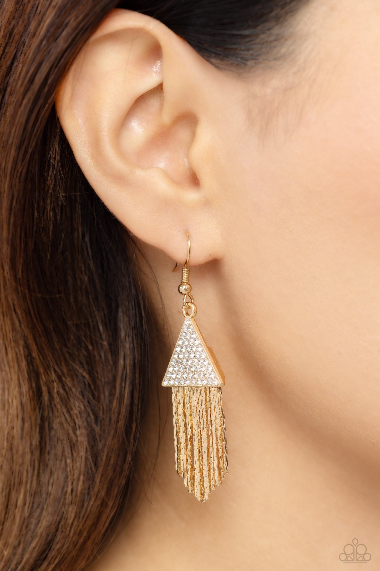 Pyramid SHEEN - Gold Earrings - Paparazzi Accessories - Alies Bling Bar