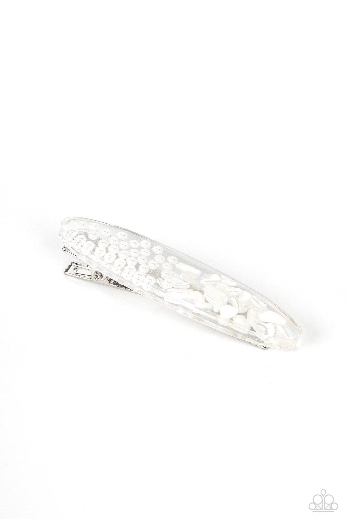 Sea Story - White Hair Clip - Paparazzi Accessories - Alies Bling Bar