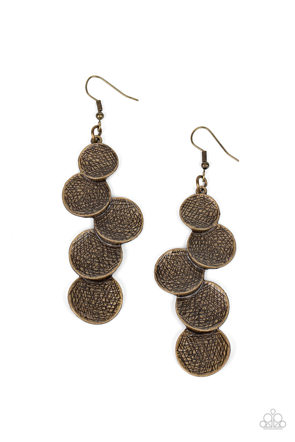 Token Gesture - Brass  Earrings - Paparazzi Accessories - Alies Bling Bar