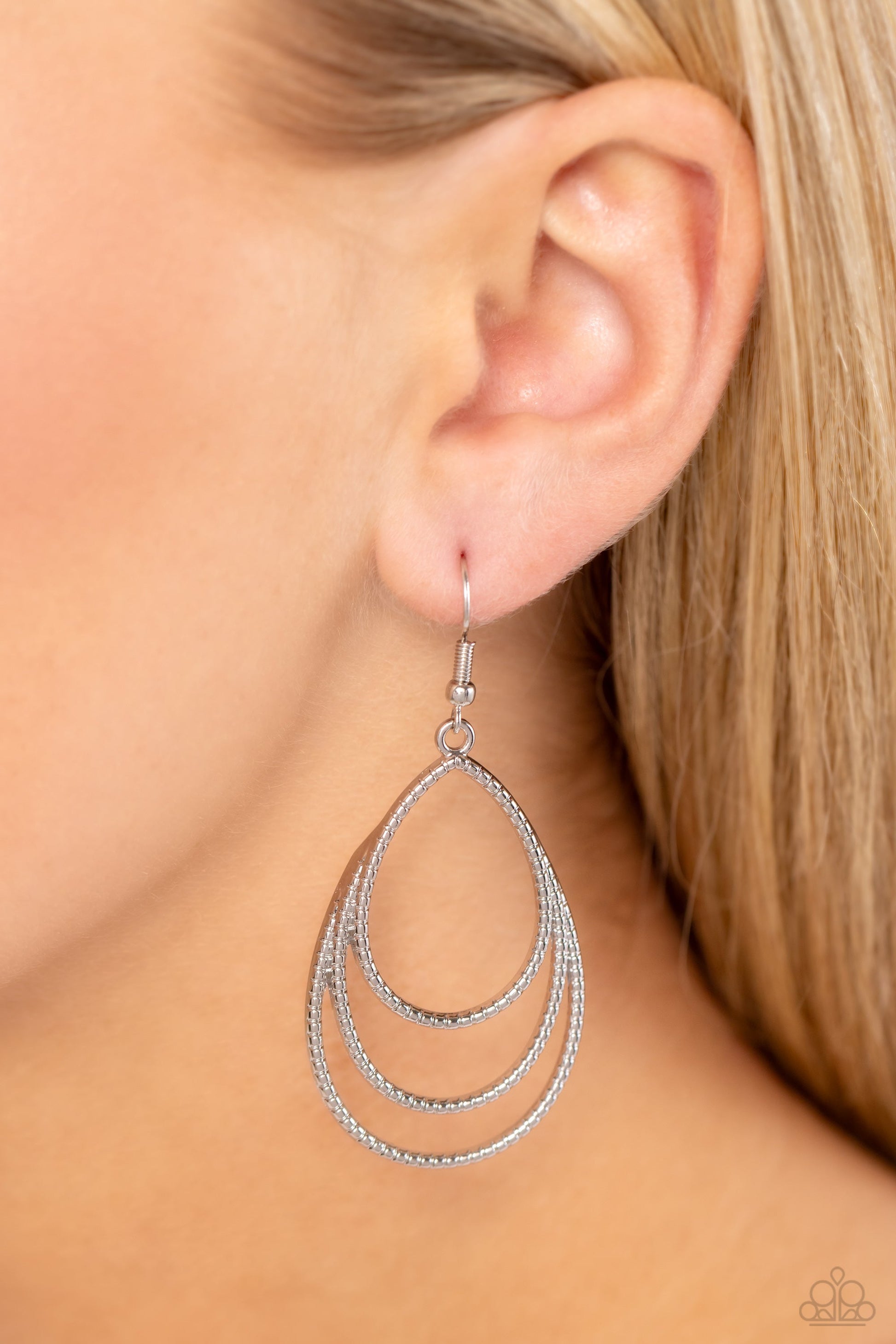 Trendy TIER-Drops - Silver Earrings - Paparazzi Accessories - Alies Bling Bar