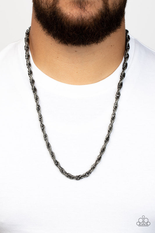 Pit Stop -  Black Necklace - Paparazzi Accessories