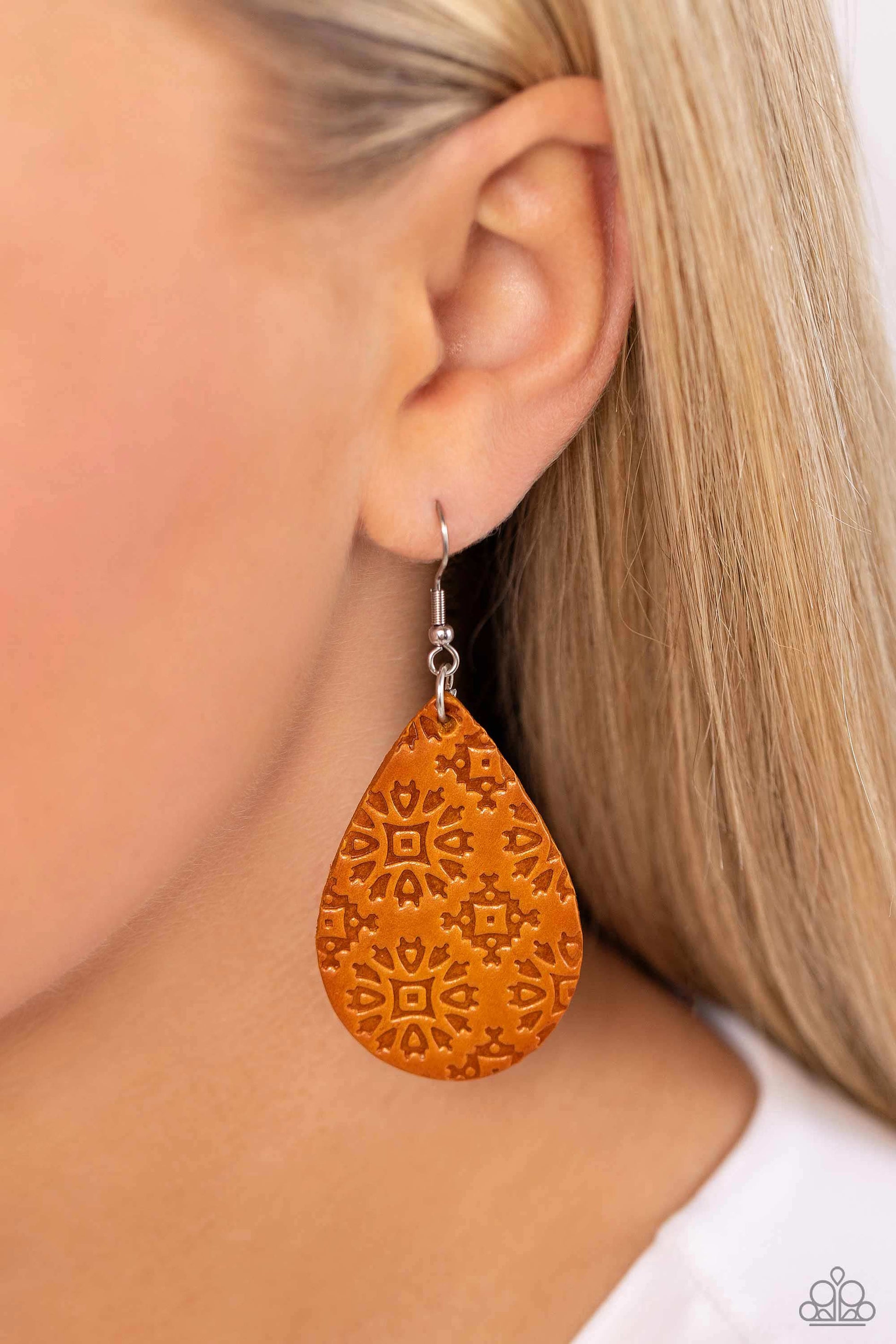 Stylishly Subtropical - Orange Earrings - Paparazzi Accessories - Alies Bling Bar