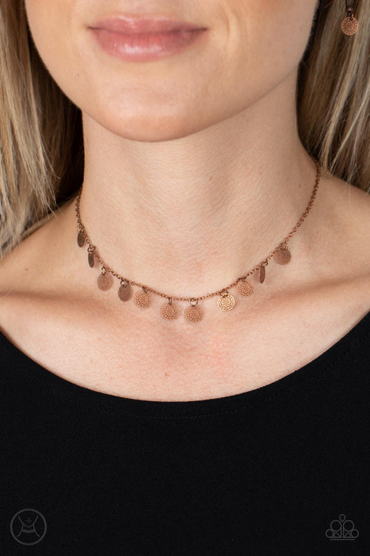 On My CHIME - Copper Necklace - Paparazzi Accessories - Alies Bling Bar