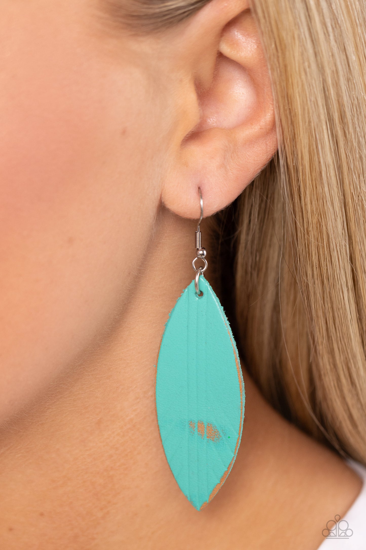 Leather Lounge - Blue Earrings - Paparazzi Accessories - Alies Bling Bar