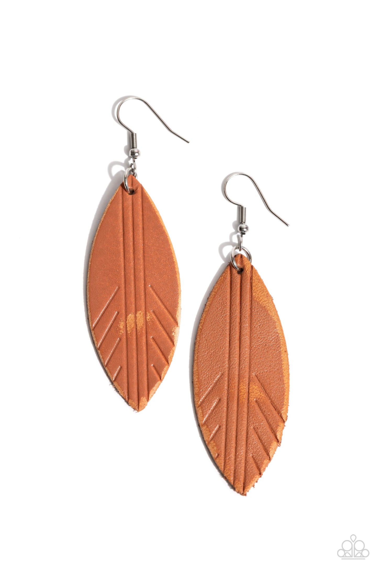 Leather Lounge - Brown Earrings - Paparazzi Accessories - Alies Bling Bar