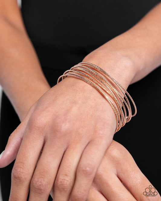 Monochromatic Crossover - Rose Gold Bracelet - Paparazzi Accessories - Alies Bling Bar