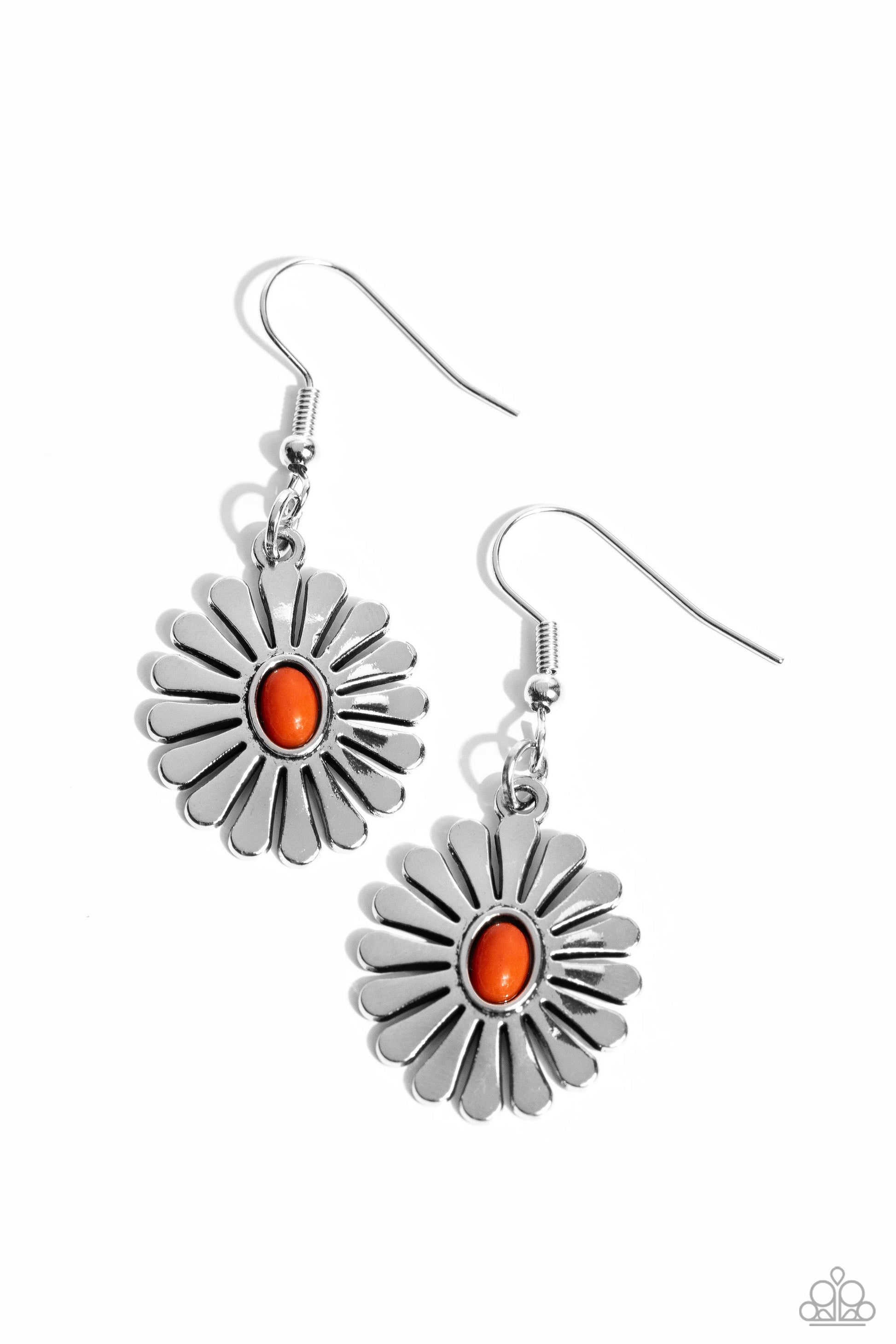 Delectably Daisy - Orange Earrings - Paparazzi Accessories - Alies Bling Bar