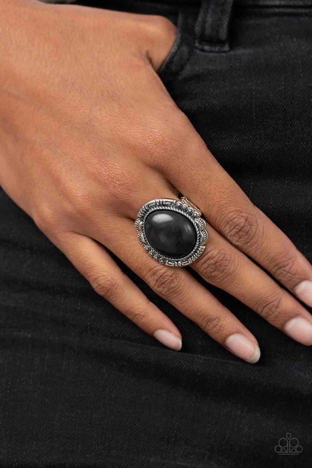 Salt of the Earth - Black Ring - Paparazzi Accessories - Alies Bling Bar