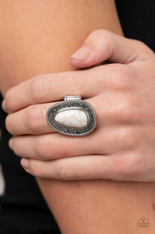 Downtown Desertscape - White Ring - Paparazzi Accessories - Alies Bling Bar