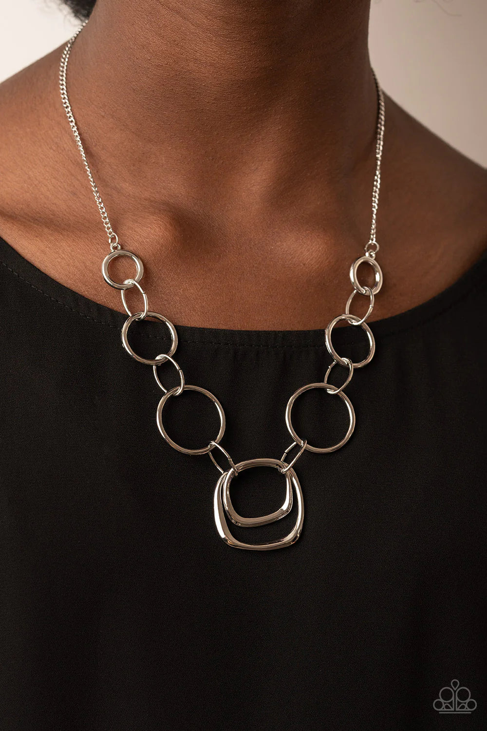 Linked Up Luminosity - Silver Necklace - Paparazzi Accessories - Alies Bling Bar