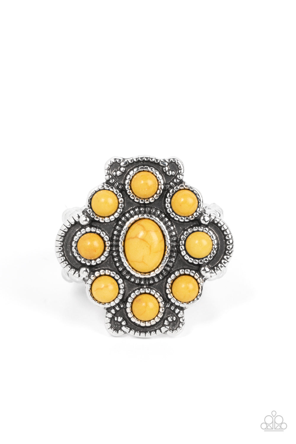 Santa Fe Fantasy - Yellow Ring - Paparazzi Accessories - Alies Bling Bar