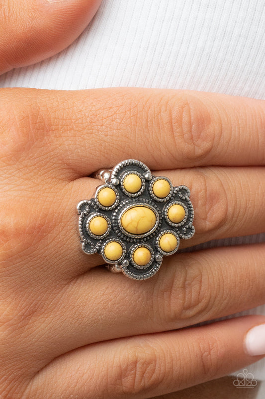 Santa Fe Fantasy - Yellow Ring - Paparazzi Accessories - Alies Bling Bar