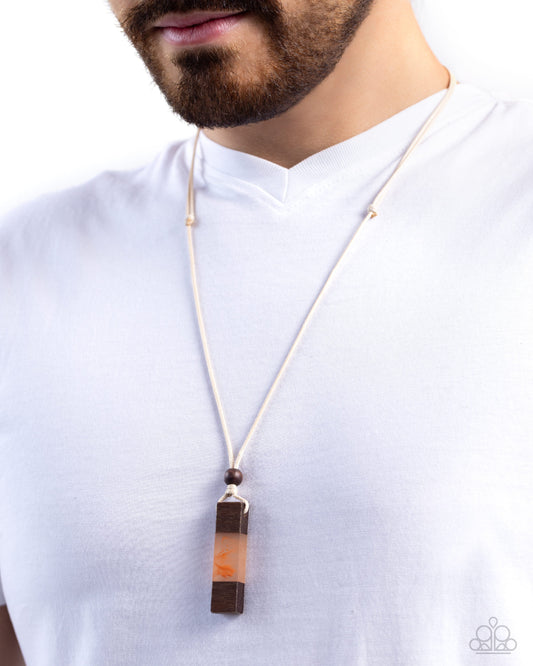 Timber Totem - Orange Necklace - Paparazzi Accessories - Alies Bling Bar