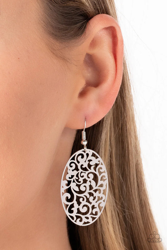 Secret Orchards - Silver Earrings - Paparazzi Accessories - Alies Bling Bar
