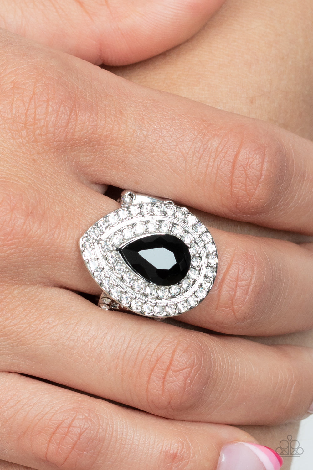 Icy Indulgence - Black Ring - Paparazzi Accessories - Alies Bling Bar