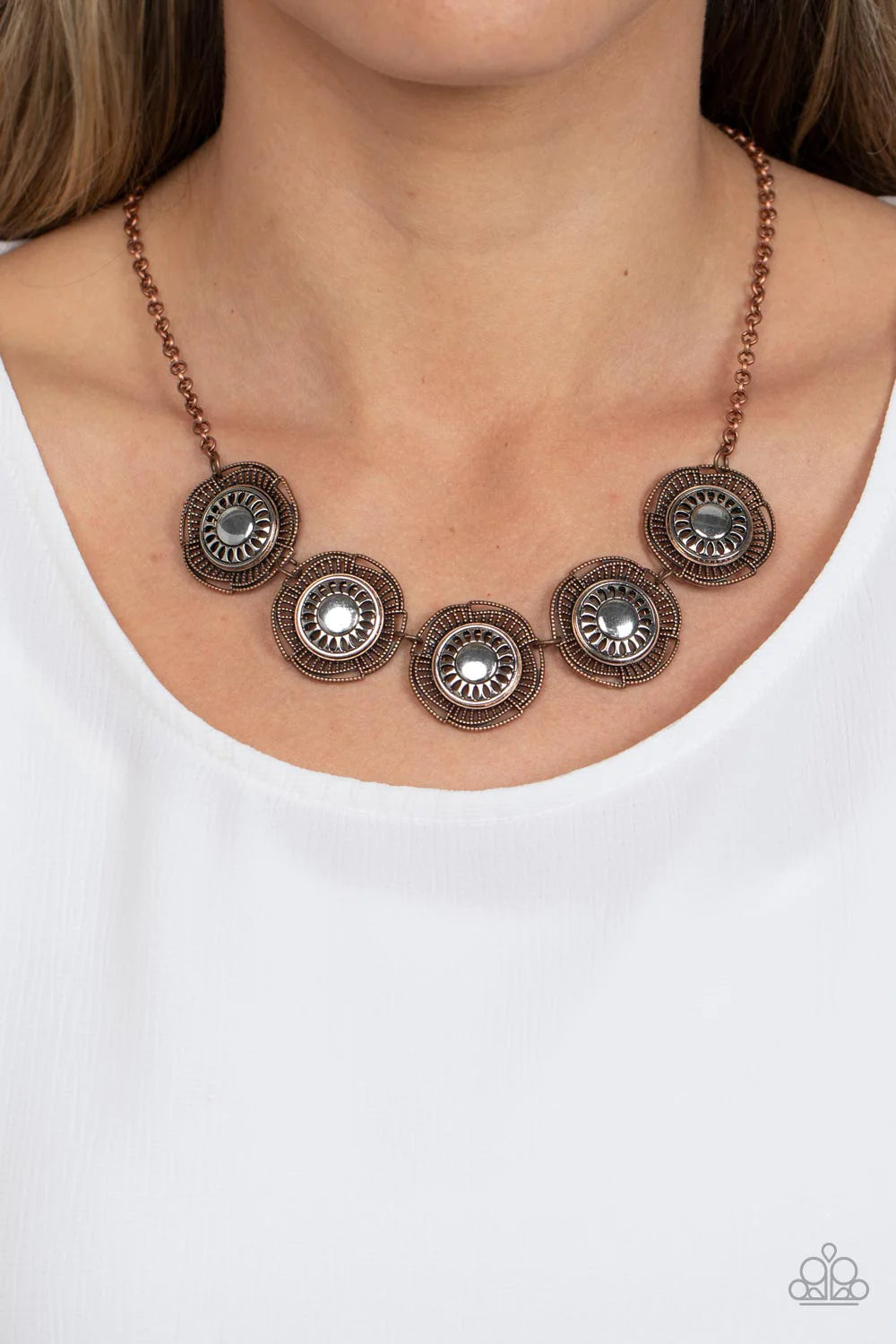 Desert Décor - Copper Necklace - Paparazzi Accessories - Alies Bling Bar