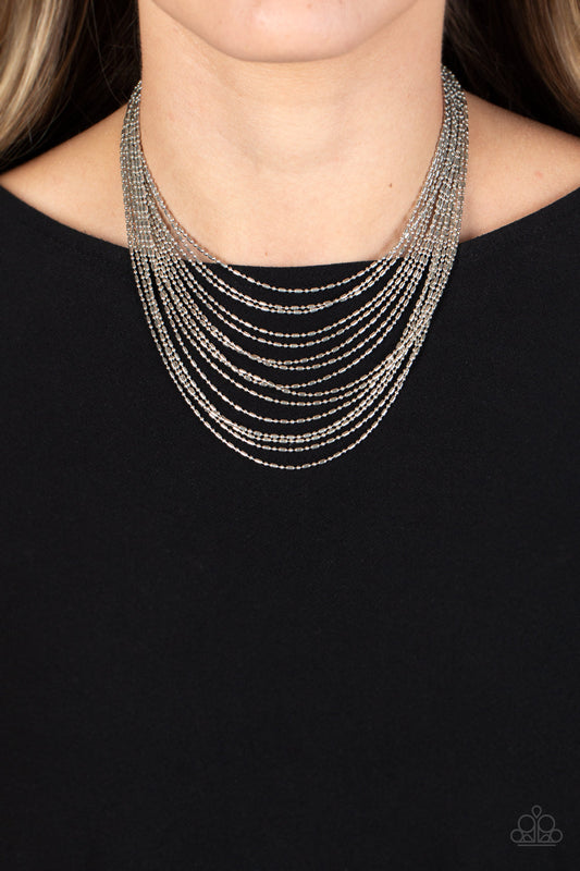 Cascading Chains - Silver Necklace - Paparazzi Accessories - Alies Bling Bar