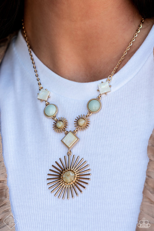 Sunburst Style - Gold Necklace - Paparazzi Accessories - September 2023 Fashion Fix