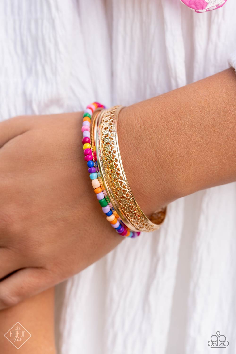 Multicolored Medley - Gold Bracelet - Paparazzi Accessories - Fashion Fix - Alies Bling Bar