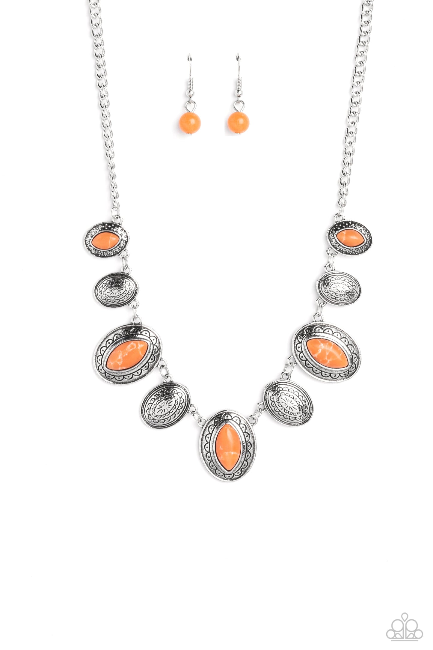 Textured Trailblazer - Orange Necklace - Paparazzi Accessories - Alies Bling Bar