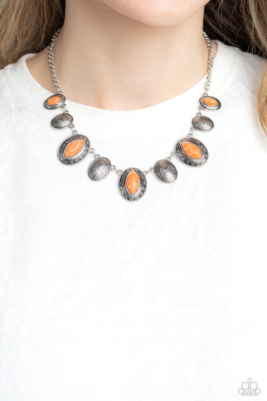 Textured Trailblazer - Orange Necklace - Paparazzi Accessories - Alies Bling Bar