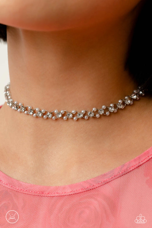 Classy Couture - White Necklace Paparazzi Accessories - Alies Bling Bar