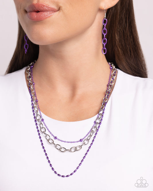 Mardi Gras Mayhem - Purple Necklace - Paparazzi Accessories - Alies Bling Bar