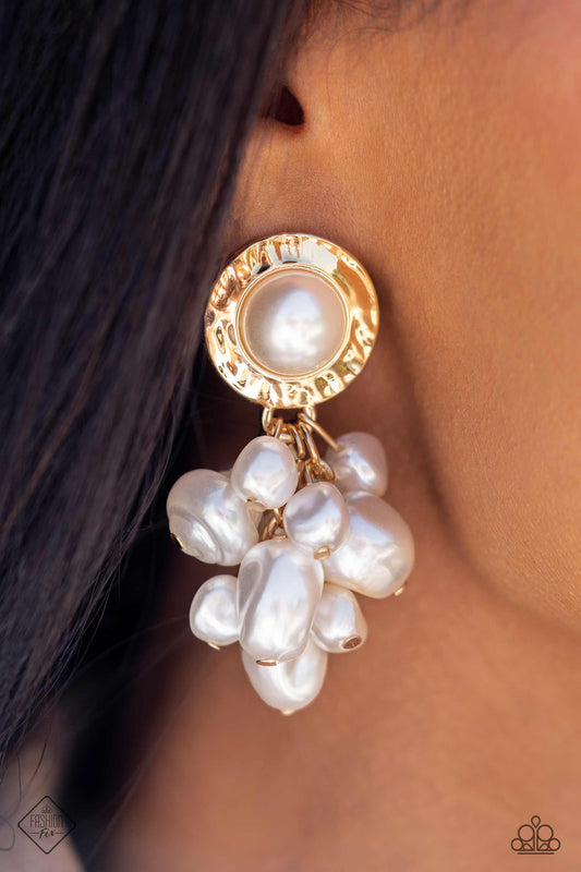 Long Time No SEA - Gold Earrings - Paparazzi Accessories - Alies Bling Bar